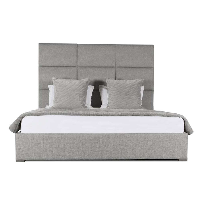 Nativa Interiors - Moyra Square Tufted Upholstered Medium Queen Charcoal Bed - BED-MOYRA-SQ-MID-QN-PF-CHARCOAL - GreatFurnitureDeal