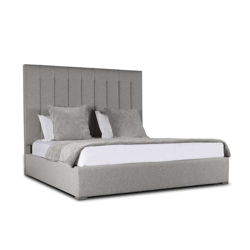 Nativa Interiors - Moyra Vertical Channel Tufted Upholstered High Queen Charcoal Bed - BED-MOYRA-VC-HI-QN-PF-CHARCOAL - GreatFurnitureDeal