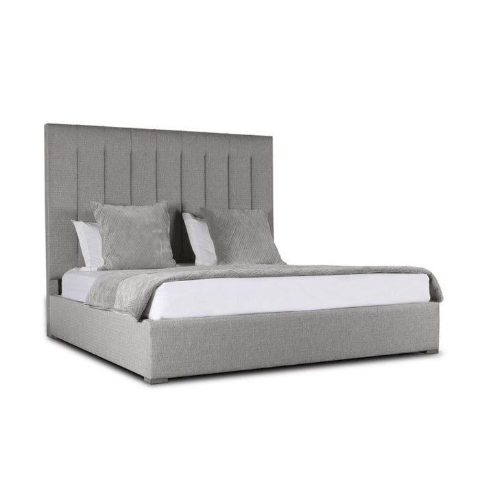 Nativa Interiors - Moyra Vertical Channel Tufted Upholstered High King Off White Bed - BED-MOYRA-VC-HI-KN-PF-WHITE - GreatFurnitureDeal