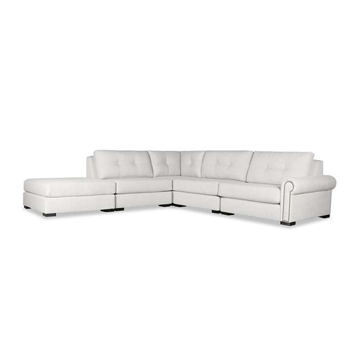 Nativa Interiors - Sylviane Buttoned Modular L-Shaped Sectional Right Arm Facing 121" With Ottoman White - SEC-SYLV-BTN-CL-AR1-5PC-PF-WHITE - GreatFurnitureDeal