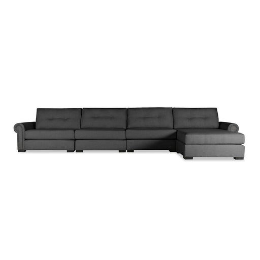 Nativa Interiors - Sylviane Buttoned Modular Sectional 83"D With Ottoman Charcoal - SEC-SYLV-BTN-DP-UL2-5PC-PF-CHARCOAL - GreatFurnitureDeal
