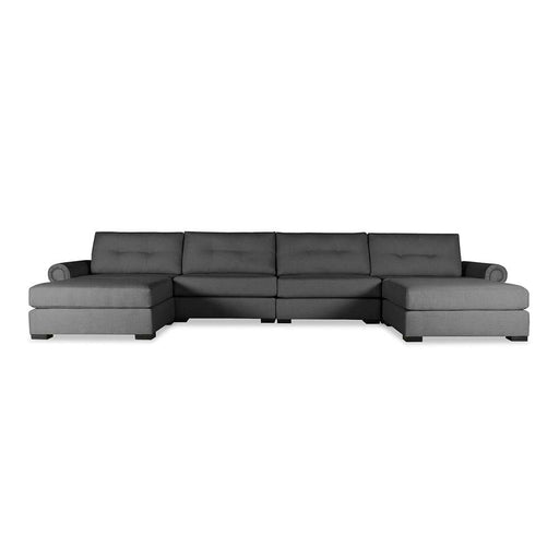Nativa Interiors - Sylviane Buttoned Modular Sectional U-Shape 76"D With Double Ottoman Off White - SEC-SYLV-BTN-CL-UL1-6PC-PF-WHITE - GreatFurnitureDeal