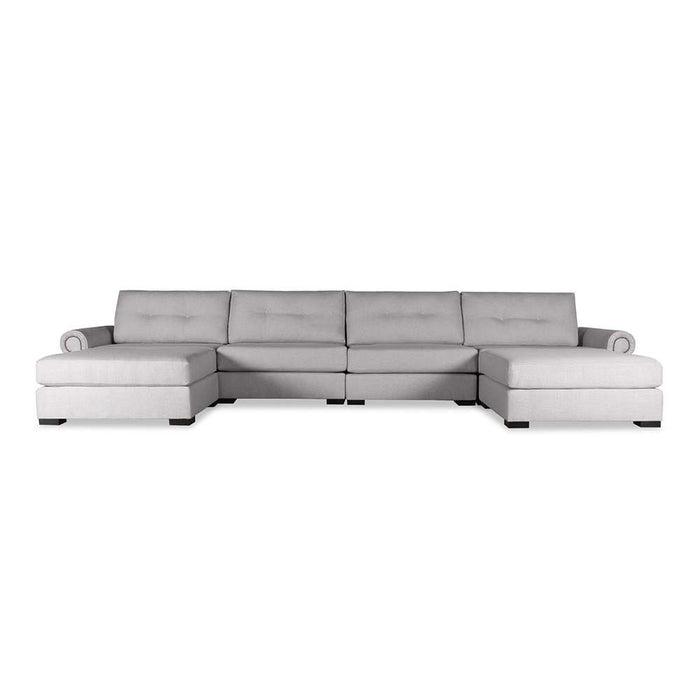 Nativa Interiors - Sylviane Buttoned Modular Sectional U-Shape 76"D With Double Ottoman Off White - SEC-SYLV-BTN-CL-UL1-6PC-PF-WHITE - GreatFurnitureDeal