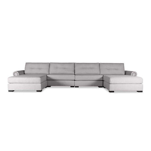 Nativa Interiors - Sylviane Buttoned Modular U-Shape Sectional 83"D with Double Ottoman Charcoal - SEC-SYLV-BTN-DP-UL1-6PC-PF-CHARCOAL - GreatFurnitureDeal
