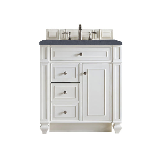 James Martin Furniture - Bristol 30" Single Vanity, Bright White, w- 3 CM Charcoal Soapstone Quartz Top - 157-V30-BW-3CSP - GreatFurnitureDeal