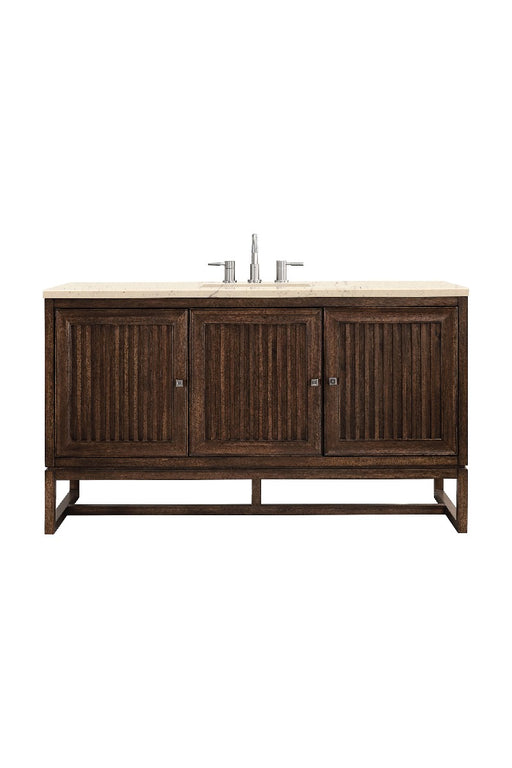 James Martin Furniture - Athens 60" Single Vanity Cabinet , Mid Century Acacia, w- 3 CM Eternal Marfil Top - E645-V60S-MCA-3EMR - GreatFurnitureDeal