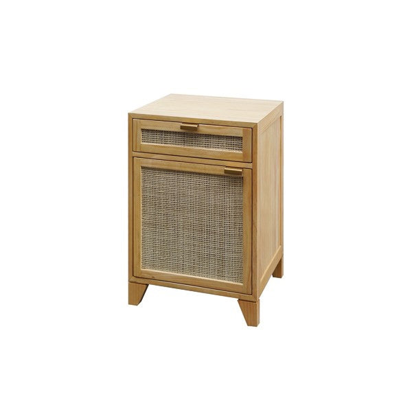 Nell Pine Wood Nightstand W. Cane Front Door - NELL PN