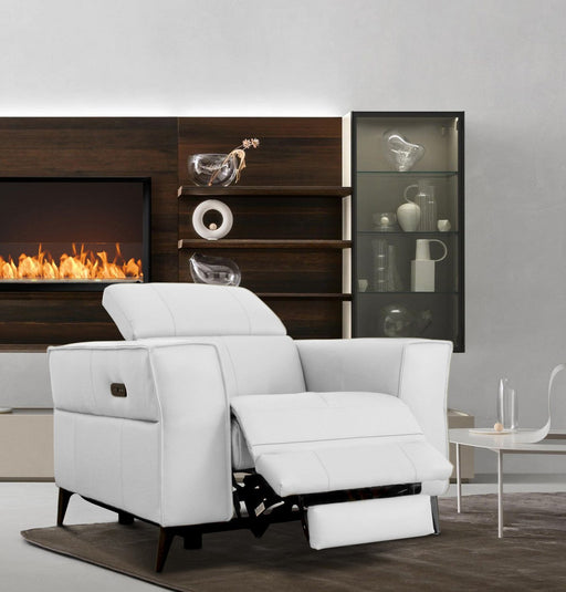 VIG Furniture - Divani Casa Nella - Modern White Leather Armchair w/ Electric Recliners - VGKN-E9193-WHT-CH - GreatFurnitureDeal