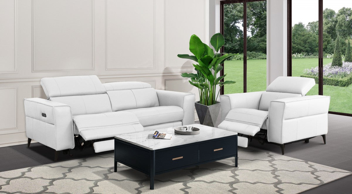 VIG Furniture - Divani Casa Nella - Modern White Leather Loveseat w/ Electric Recliners - VGKN-E9193-WHT-L