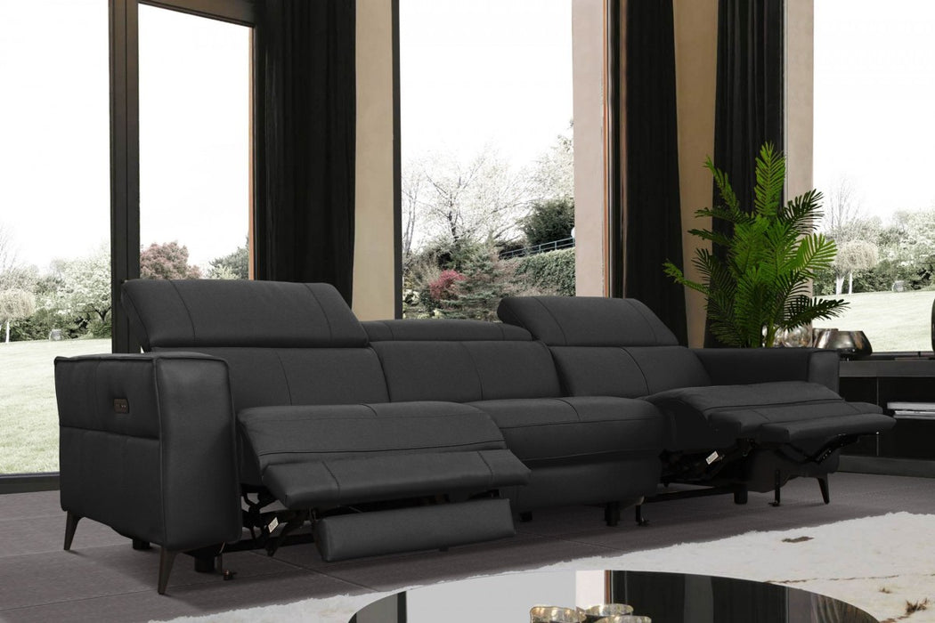VIG Furniture - Divani Casa Nella Modern Black Leather 4-Seater Sofa w- Electric Recliners - VGKNE9193-BLK-4S - GreatFurnitureDeal