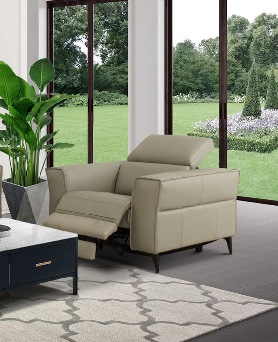 VIG Furniture - Divani Casa Nella Modern Light Grey Leather Armchair w- Electric Recliner - VGKNE9193-LTGRY-CH