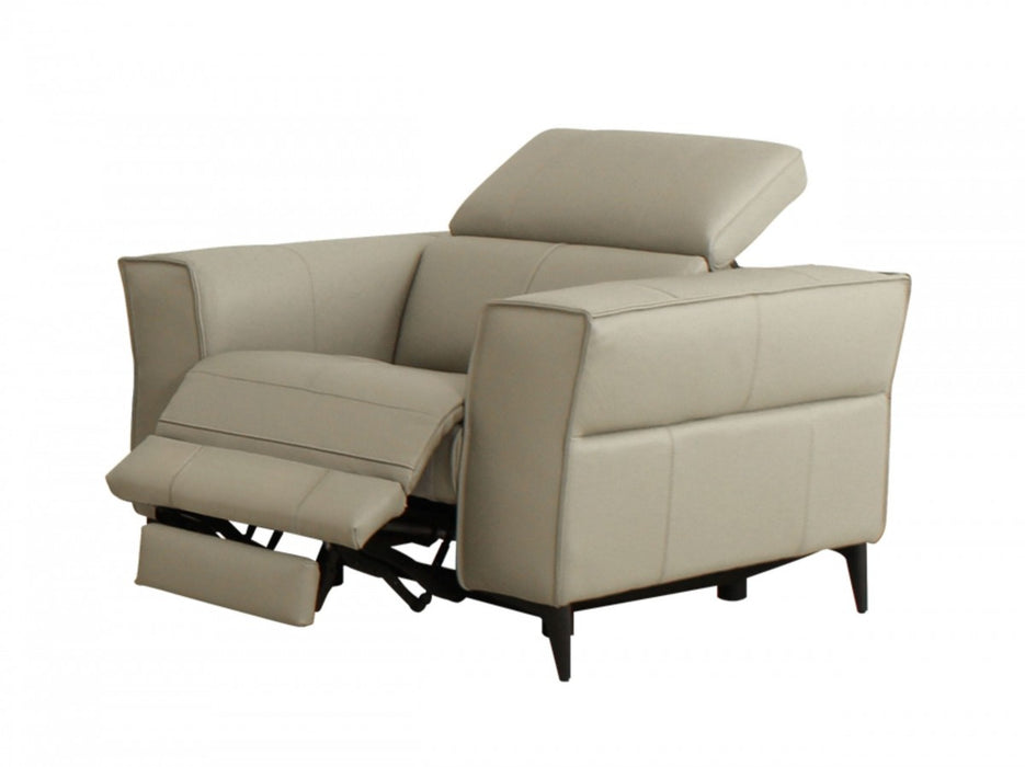 VIG Furniture - Divani Casa Nella Modern Light Grey Leather Armchair w- Electric Recliner - VGKNE9193-LTGRY-CH