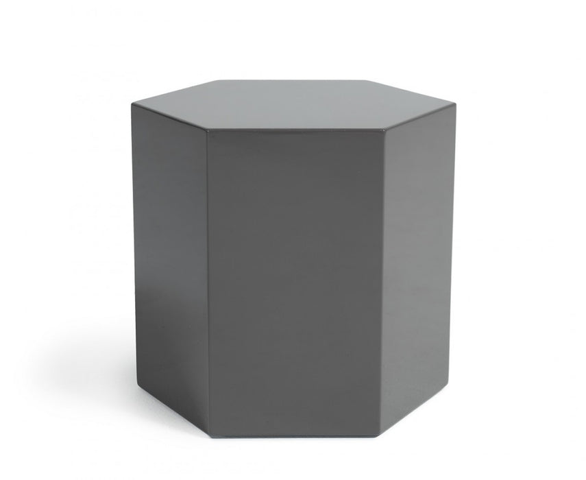 VIG Furniture - Modrest Newmont - Modern Medium Light Grey High Gloss End Table - VGBB-MND-CT34-GRY - GreatFurnitureDeal