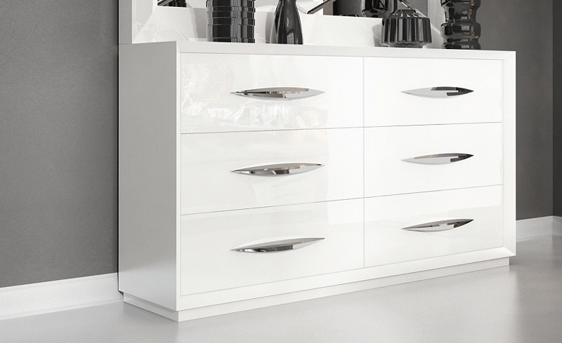 white gloss dresser Salone Double Easy maintenance with just a damp cloth Not only can this large chest of drawers with 7 deep and wide drawers store clothing ESF Furniture - Carmen Double