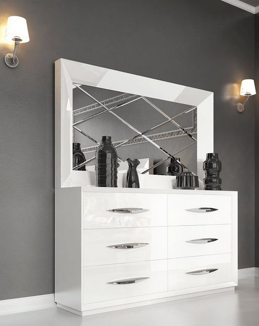 ESF Furniture - Carmen Double Dresser with Mirror Set in White - CARMENMIRRORWHITE-M - GreatFurnitureDeal