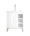 James Martin Furniture - Alicante' 24" Single Vanity Cabinet, Glossy White, Brushed Nickel w/White Glossy Composite Countertop - E110V24GWBNKWG - GreatFurnitureDeal