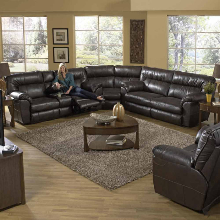 Catnapper - Nolan 3 Piece Extra Wide Reclining Sectional Set in Godiva - 4041-SECTIONAL-GODVIA