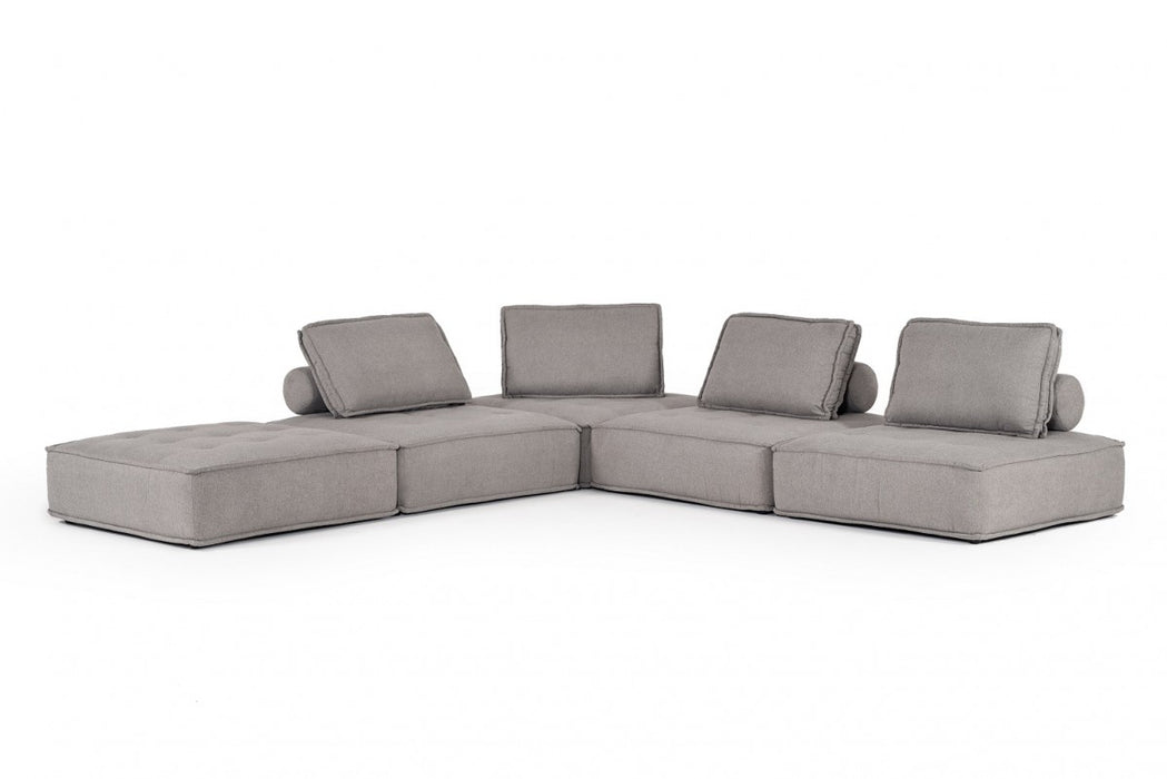 VIG Furniture - Divani Casa Nolden - Modern Grey Fabric Sectional Sofa - VGKNK8542-GREY - GreatFurnitureDeal