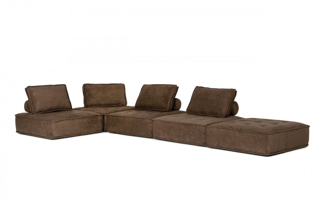 VIG Furniture - Divani Casa Nolden - Modern Brown Fabric Sectional Sofa - VGKNK8542-BRN-3