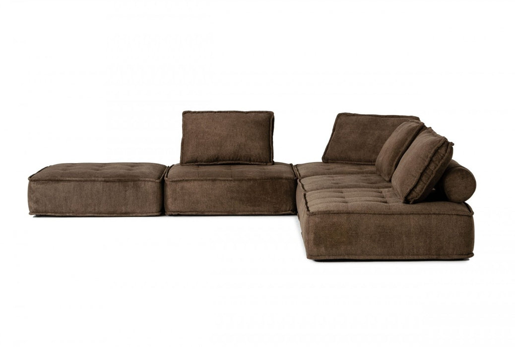 VIG Furniture - Divani Casa Nolden - Modern Brown Fabric Sectional Sofa - VGKNK8542-BRN-3