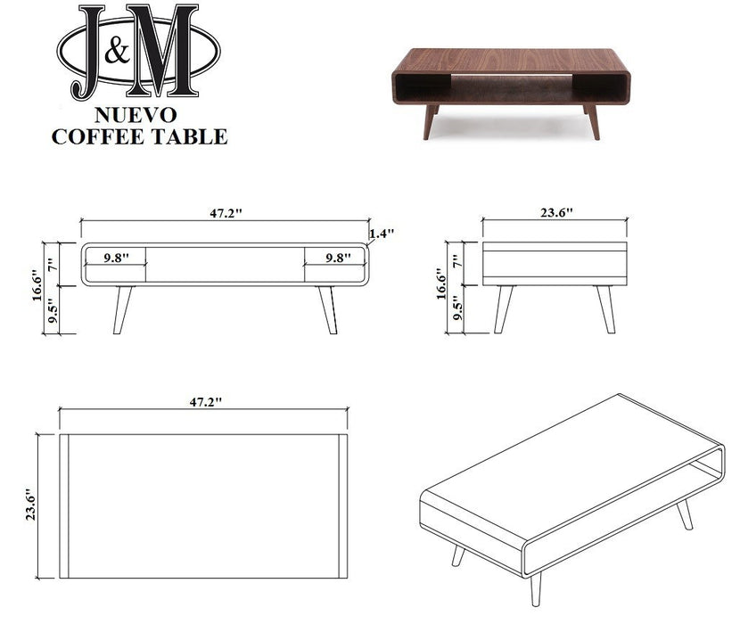 J&M Furniture - Nuevo Coffee Table in Walnut - 18475