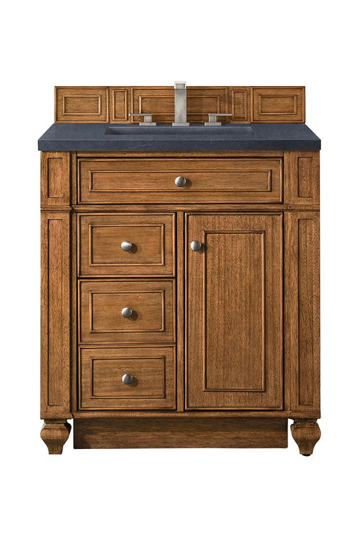 James Martin Furniture - Bristol 30" Single Vanity, Saddle Brown, w- 3 CM Charcoal Soapstone Quartz Top - 157-V30-SBR-3CSP - GreatFurnitureDeal