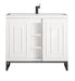 James Martin Furniture - Alicante' 39.5" Single Vanity Cabinet, Glossy White, Matte Black w/White Glossy Composite Countertop - E110V39.5GWMBKWG - GreatFurnitureDeal