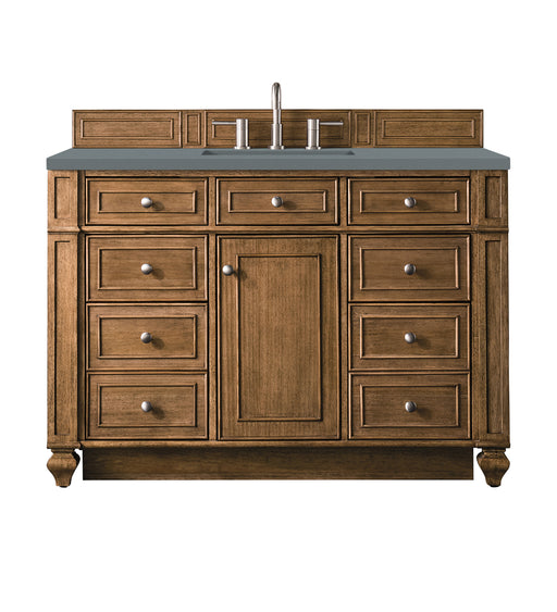 James Martin Furniture - Bristol 48" Single Vanity, Saddle Brown, w/ 3 CM Cala Blue Quartz Top - 157-V48-SBR-3CBL - GreatFurnitureDeal