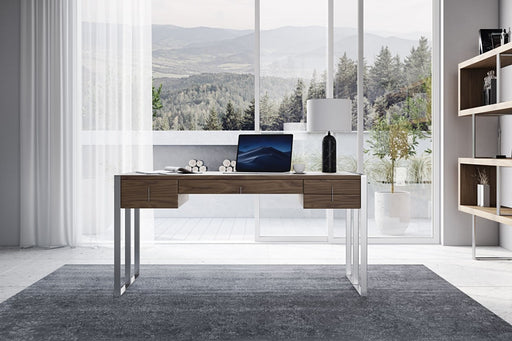 VIG Furniture - Modrest Orcutt - Modern Walnut & Stainless Steel Desk - VGBBMQ2003-DESK - GreatFurnitureDeal