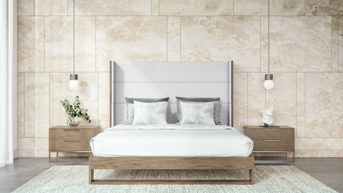 VIG Furniture - Modrest Heloise - Contemporary Grey Fabric & Walnut Trim Bed - VGBBMA1502-BED - GreatFurnitureDeal