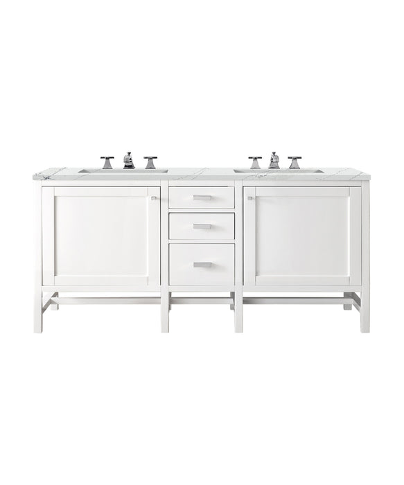 James Martin Furniture - Addison 60" Double Vanity Cabinet, Glossy White, w/ 3 CM Ethereal Noctis Top - E444-V60D-GW-3ENC