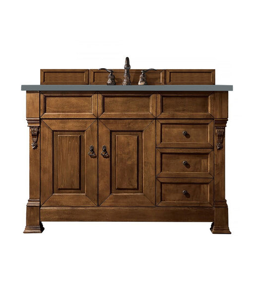 James Martin Furniture - Brookfield 48" Country Oak Single Vanity  w/ 3 CM Cala Blue Quartz Top - 147-114-5276-3CBL - GreatFurnitureDeal