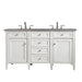 James Martin Furniture - Brittany 60" Bright White Double Vanity w- 3 CM Grey Expo Quartz Top - 650-V60D-BW-3GEX - GreatFurnitureDeal