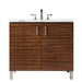James Martin Furniture - Metropolitan 36" Single Vanity, American Walnut, w- 3 CM Eternal Jasmine Pearl Quartz Top - 850-V36-AWT-3EJP - GreatFurnitureDeal