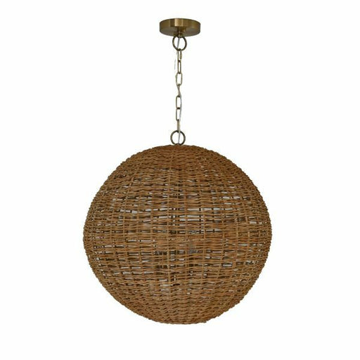 Worlds Away - Large Ball Pendant In Natural Rattan - OAKLEY LG - GreatFurnitureDeal