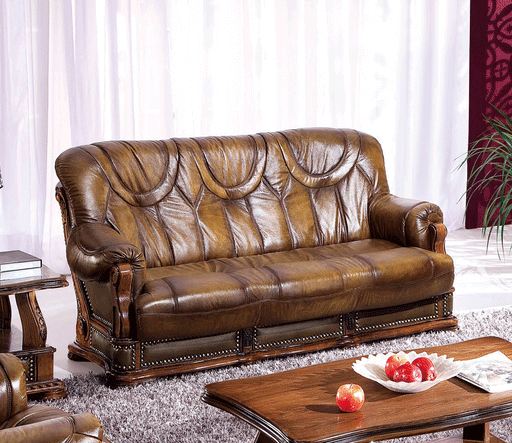 ESF Furniture - Oakman Genuine Italian Leather Sofa Bed in Brown - OAKMAN-SB - GreatFurnitureDeal