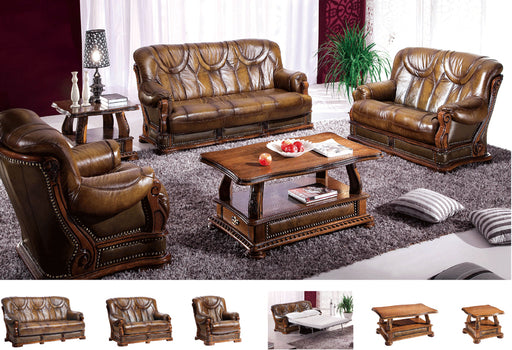 ESF Furniture - Oakman 3 Piece Living Room Set in Brown - OAKMAN- 3SET - GreatFurnitureDeal