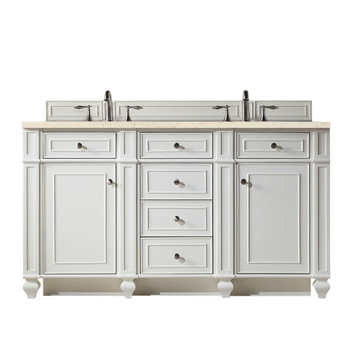 James Martin Furniture - Bristol 60" Double Vanity, Bright White, w- 3 CM Eternal Marfil Quartz Top - 157-V60D-BW-3EMR - GreatFurnitureDeal