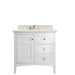James Martin Furniture - Palisades 36" Single Vanity, Bright White, w- 3 CM Eternal Marfil Quartz Top - 527-V36-BW-3EMR - GreatFurnitureDeal