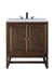 James Martin Furniture - Athens 30" Single Vanity Cabinet, Mid Century Acacia, w- 3 CM Carrara White Top - E645-V30-MCA-3CAR - GreatFurnitureDeal