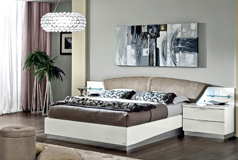 ESF Furniture - Onda Eastern King Platform Bed in White - ONDABEDKSWHITE - GreatFurnitureDeal