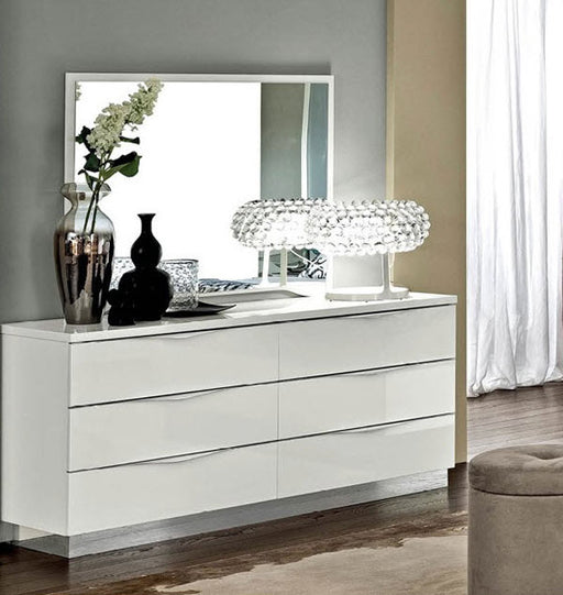 ESF Furniture - Onda Double Dresser with Mirror Set in White - ONDADRESSERWHITE-M