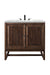 James Martin Furniture - Athens 36" Single Vanity Cabinet, Mid Century Acacia, w- 3 CM Eternal Jasmine Pearl Quartz Top - E645-V36-MCA-3EJP - GreatFurnitureDeal