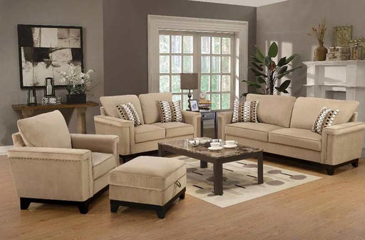 Myco Furniture - Opulence 3 Piece Living Room Set in Taupe - OP275S-TA-3SET - GreatFurnitureDeal