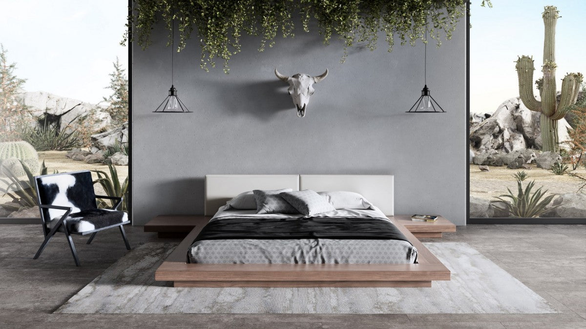 VIG Furniture - Modrest Opal Modern Walnut & White Platform Bed - VGVCBD855-WALWHT