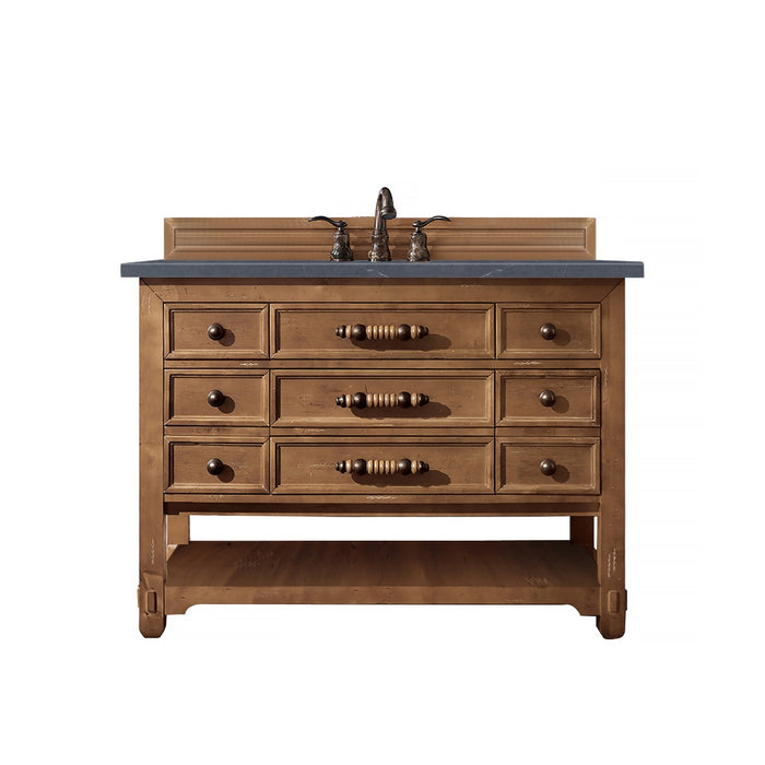 James Martin Furniture - Malibu 48" Single Vanity Cabinet, Honey Alder, w- 3 CM Charcoal Soapstone Quartz Top - 500-V48-HON-3CSP - GreatFurnitureDeal