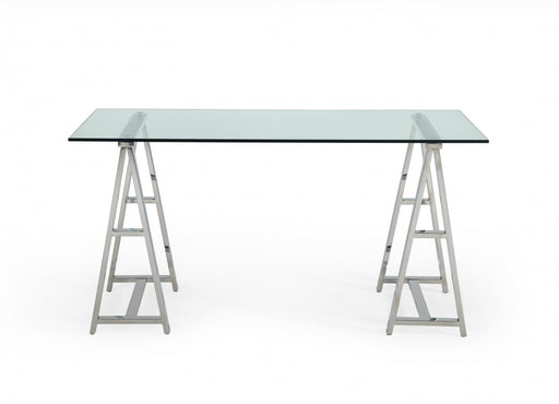 VIG Furniture - Modrest Ostro Modern Stainless Steel Glass Desk - VGGMCP-705D-GL-SS-DESK - GreatFurnitureDeal