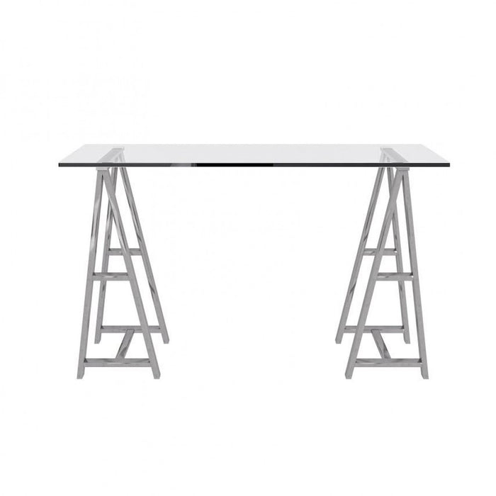 VIG Furniture - Modrest Ostro Modern Stainless Steel Glass Desk - VGGMCP-705D-GL-SS-DESK - GreatFurnitureDeal