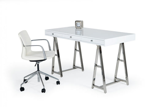 VIG Furniture - Modrest Ostrow White Stainless Steel Desk - VGGMCP-705E-WHT-DSK - GreatFurnitureDeal