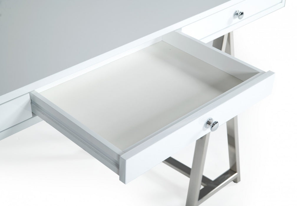 VIG Furniture - Modrest Ostrow White Stainless Steel Desk - VGGMCP-705E-WHT-DSK - GreatFurnitureDeal